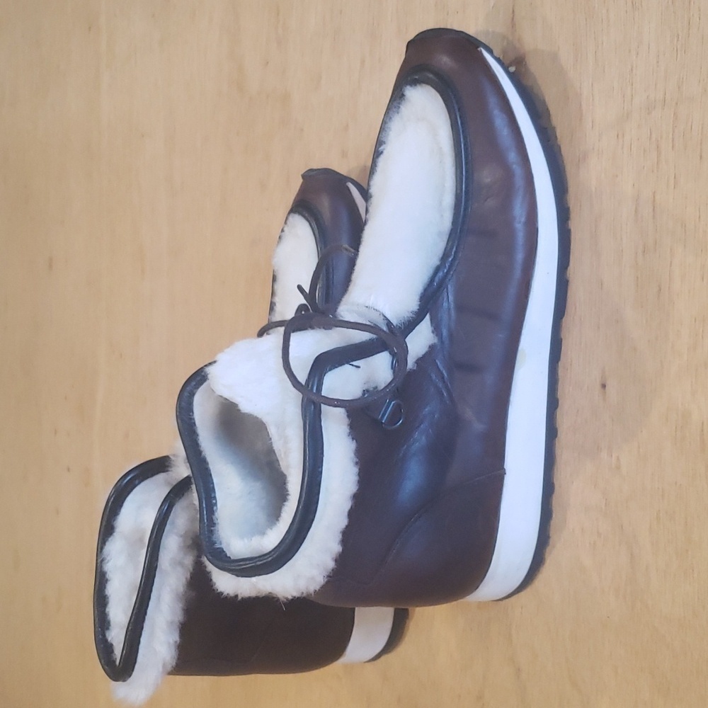 RACHEL COMEY BROWN AND WHITE FUR BOOTIES nwot